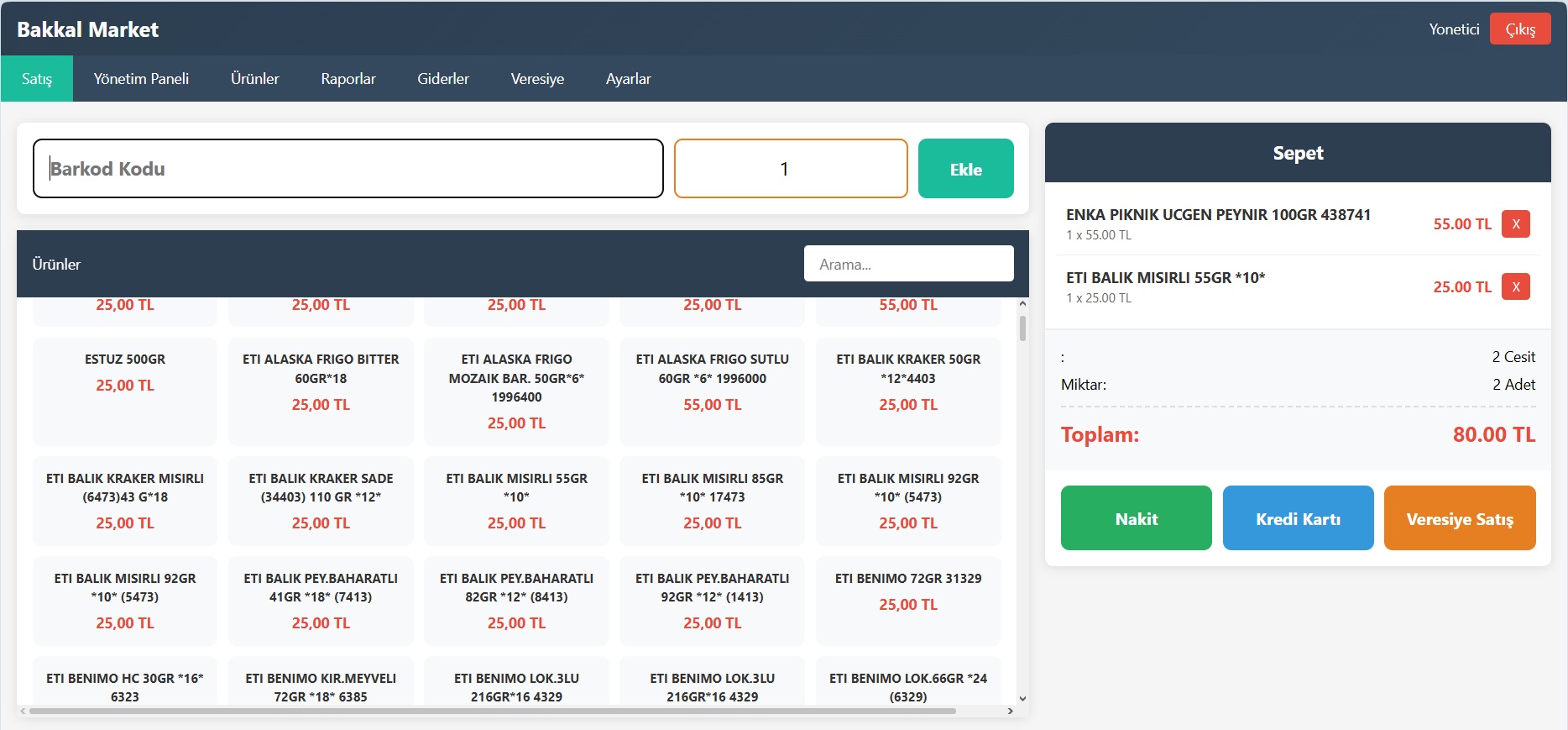 Market Kontrol Yazılımı